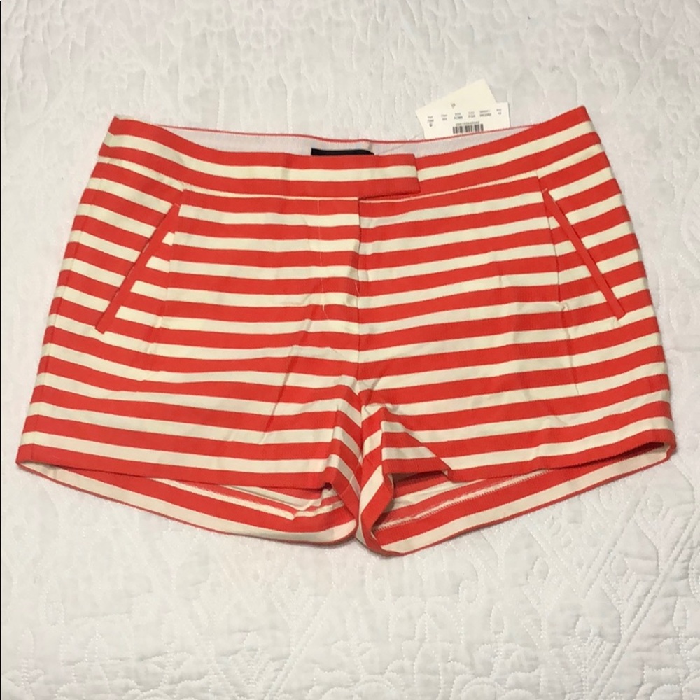 J Crew Orange & Cream Striped Shorts sz 10 NWT